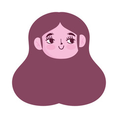 cute face girl happy cartoon character isolated icon style