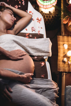 Pregnant Woman Relaxing During Contractions.