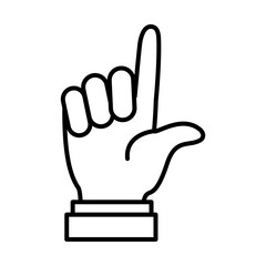 Hand gesture showing L letter, line style