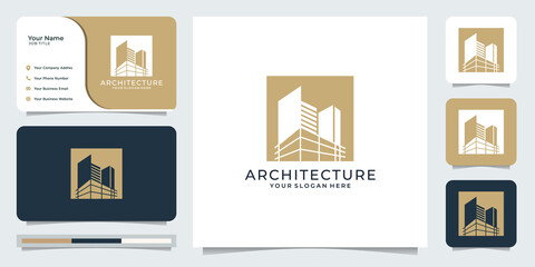 logo architecture vector template premium building. real estate logo design symbols and business card. Premium Vector