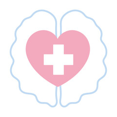Obraz premium mental health brain heart medical isolated icon style