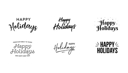 Happy Holidays Text, Happy Holidays Background, Christmas Text, Merry Christmas Text, Holiday Vector Text, Gold Vector Holiday Isolated Illustration
