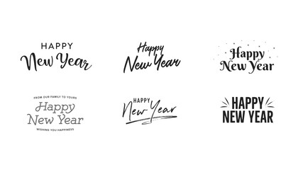 Happy New Year Text, New Year Background, Happy New Year Holiday Text, Vector Holiday Text Isolated Illustration