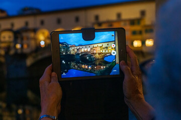 taking a photo with a tablet