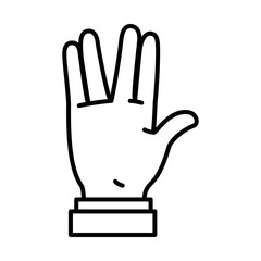 icon of Hand gesture expression on Sign Language, line style