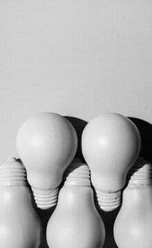 Close up of various bulb lights on whit background