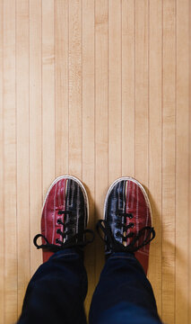 Bowling: Looking Down At Pair Of Rental Shoes