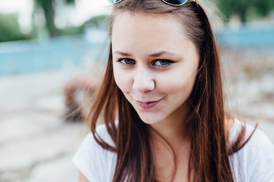 Pretty smiling young girl closeup