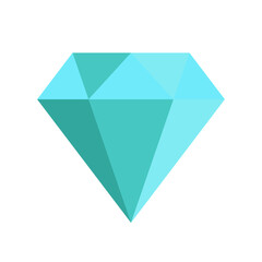 Simple vector illustration of a blue diamond on a white background. Light blue gem vector icon.