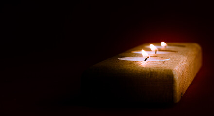 Candle on black background romantic feeling concept