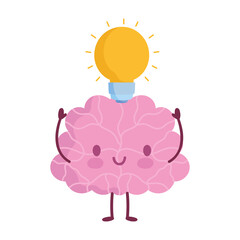 world mental health day, cartoon brain light bulb idea