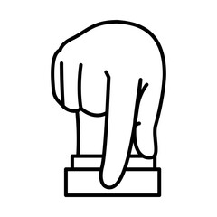 Hand gesture showing letter Q on Sign Language, line style