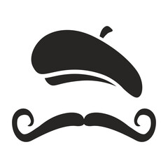 Retro mustache Icon. French painter, mustache man icon isolated on white background. Vector illustration - obrazy, fototapety, plakaty