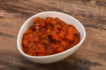 Eggplant saute with tomato and herbs