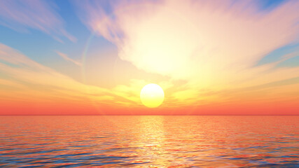 Obraz na płótnie Canvas 3D sunset ocean landscape