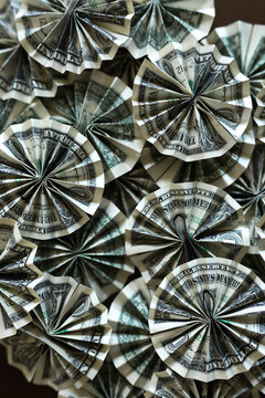 Folded one dollar bills
