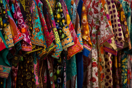Colorful clothes on a hanger