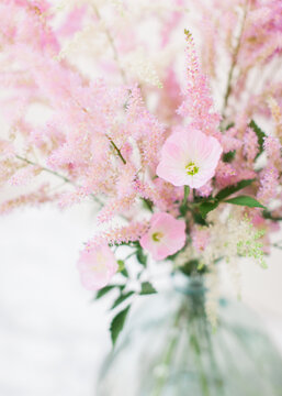 Pink Astilbe and Primrose Bouquet Arrangement