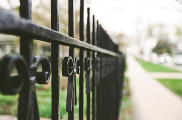 Wrought iron fence on a street