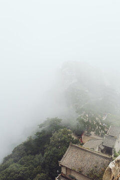 Huashan Mountain in the fog