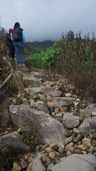 hiking in the mountains