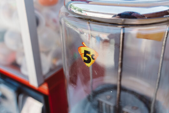 Vintage five cents candy machines
