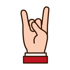 Hand gesture with rock expression, line and fill style