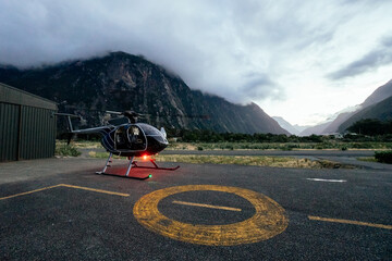 Helicopter landing at base