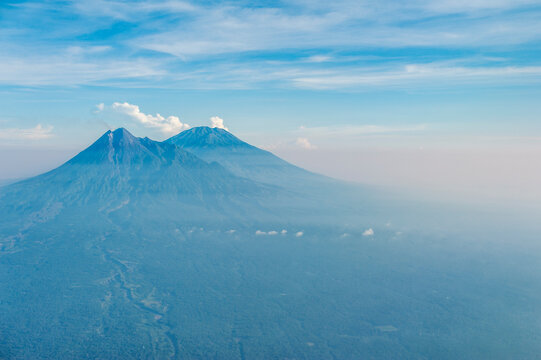 Top view at volcanos of Java island