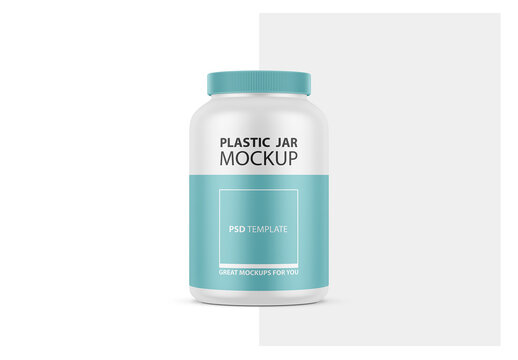 Large Plastic Jar Mockup with Screw Cap