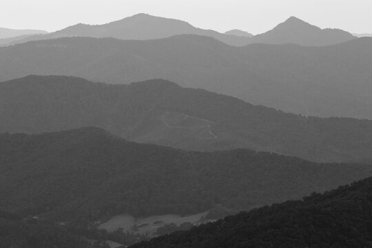 Abstract view of the Smoky Mountains, black and white