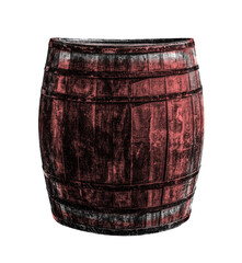 oak barrel dark brown red winemaking symbol vertical photo on a white background