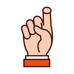 Hand gesture showing letter X on Sign Language, line and fill style