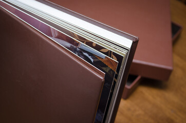 thick leather photo album with box