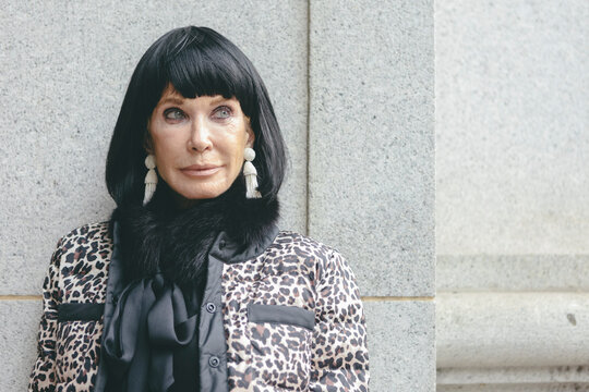 Portrait of Senior Caucasian Woman Fashionista in New York