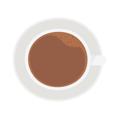 top view coffee cup on saucer isolated icon style