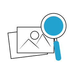 search icon, application photo internet button magnifier blue line and fill