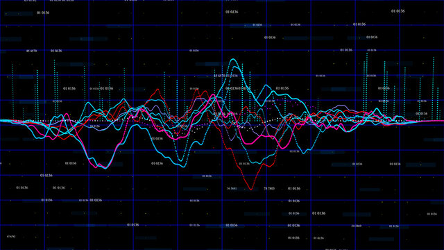 Trading chart on a dark background. binary options. line graph with big date. 3d rendering