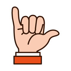 Hand gesture showing Y letter, line and fill style