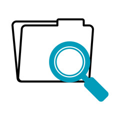 folder with magnifying glass icon, half line half color style