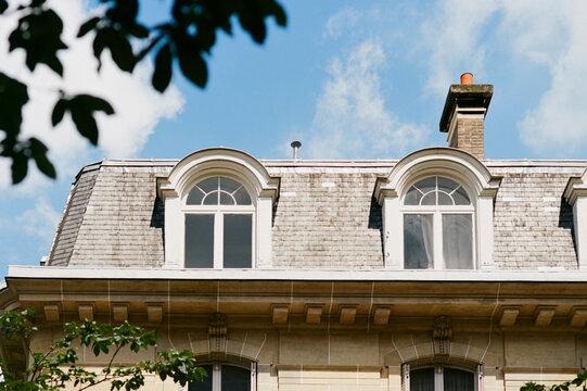 stock photo of window on french building in paris