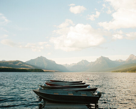 Sunset at Lake McDonald Boat Dock - Glacier National Park, Montana