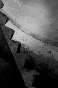 Staircase inside of fortress of Mamula in Montenegro