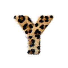 "Y" uppercase letter on white leopard fur texture