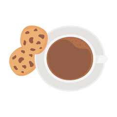 international day of coffee, top view cup and cookies
