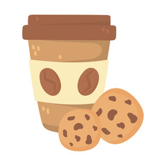 international day of coffee, paper takeaway cup and cookies