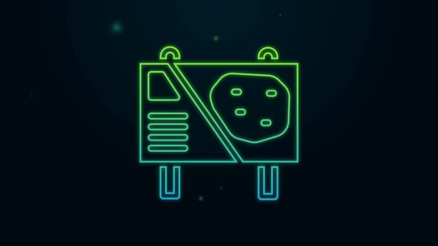 Glowing neon line Amusement park billboard icon isolated on black background. Entertainment in vacation. 4K Video motion graphic animation