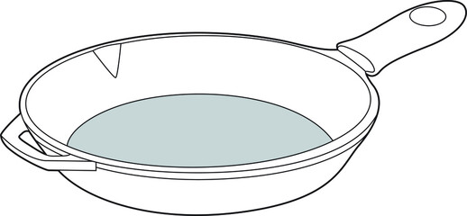 Professional Fry Pan Vector / Line Drawing. Icon, Logo, Design, Element