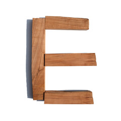 The letter E made of wood blocks on a white background board