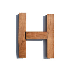 The letter H made of wood blocks on a white background board